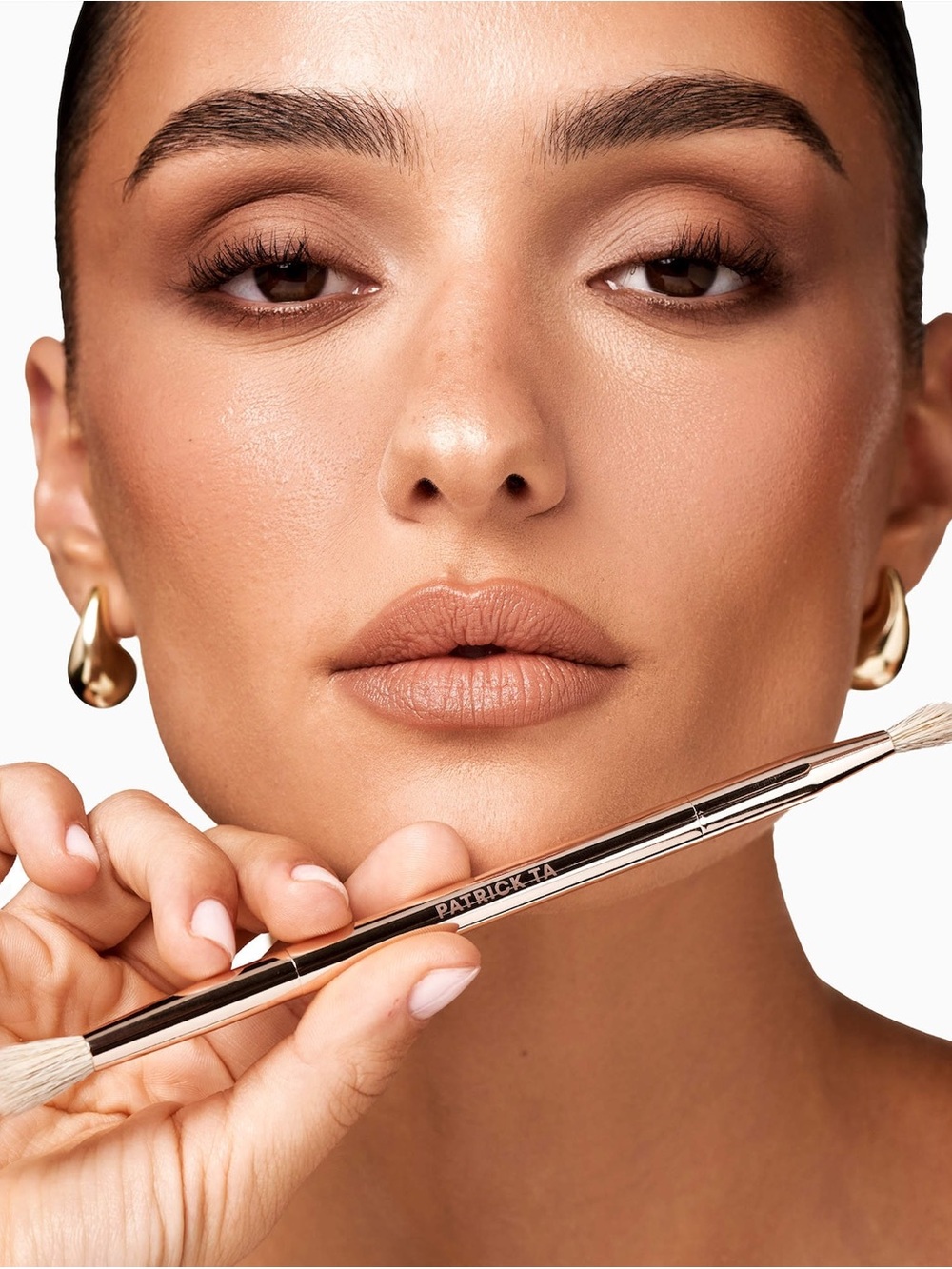 Patrick Ta Rose Gold Synthetic Dual Ended For Eyeahadow Makeup Brush